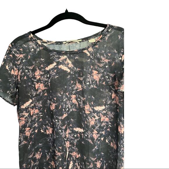 Maison Scotch Black and Pink Print Short Sleeve Blouse Size 1 - Picture 2 of 4